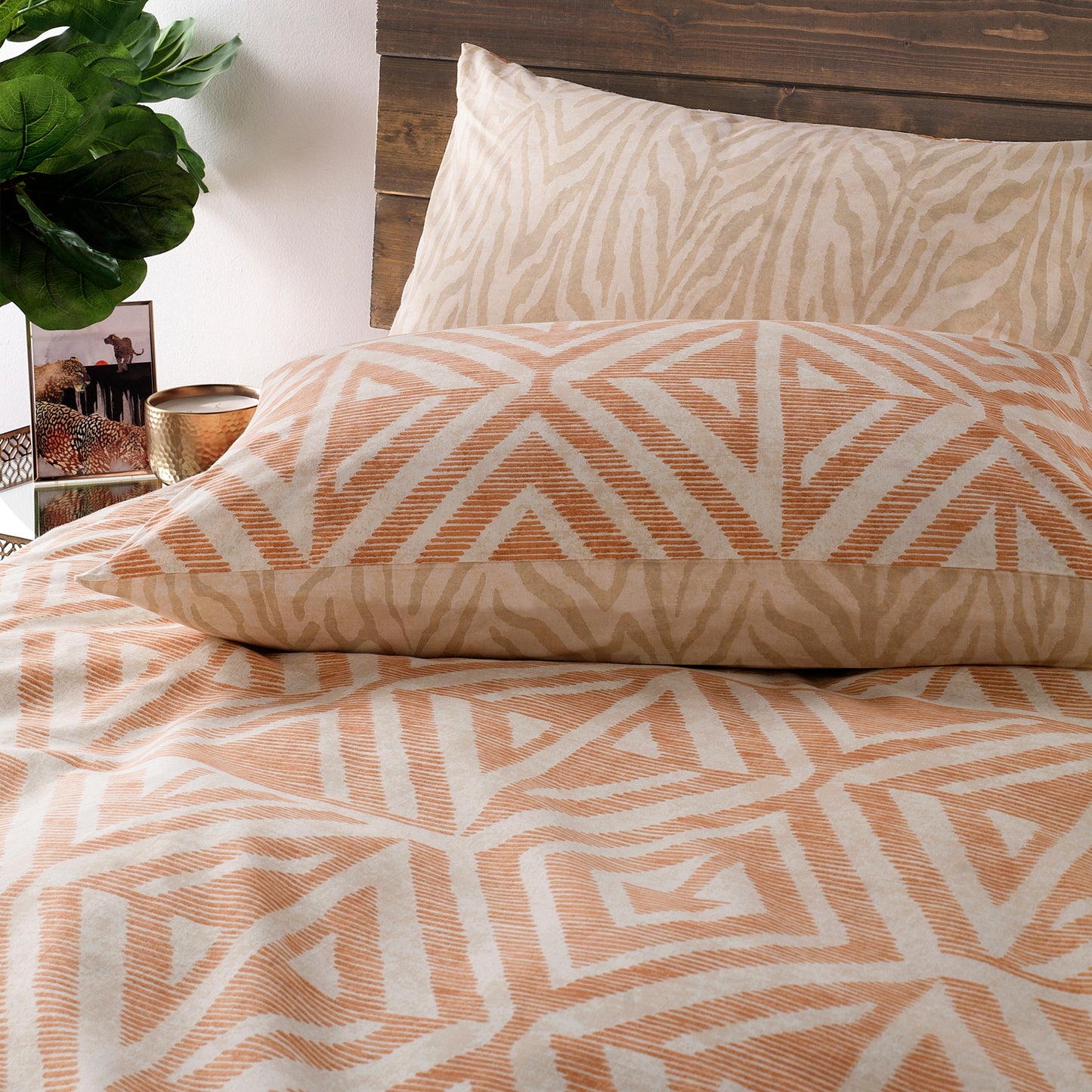 Tanza Geometric Duvet Cover Set Terracotta