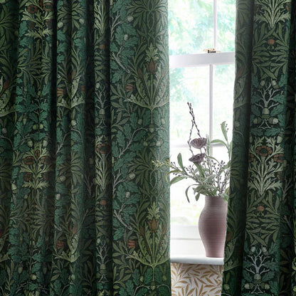 Acorn Multi Floral Jacquard Pencil Pleat Curtains Thyme/Forest