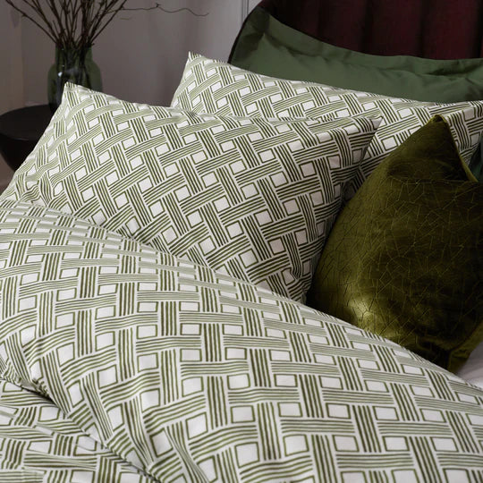 Alexa Abstract Cotton Rich Duvet Cover Set Olive
