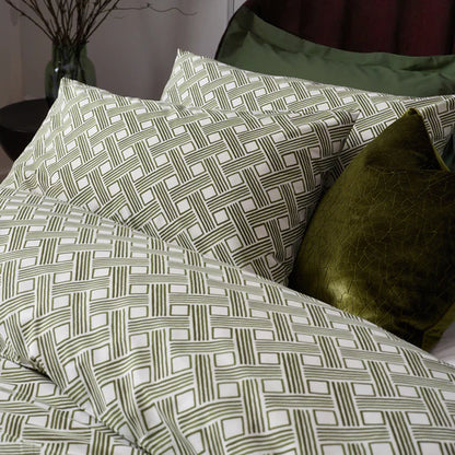 Alexa Abstract Cotton Rich Duvet Cover Set Olive