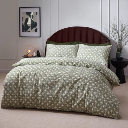 Alexa Abstract Cotton Rich Duvet Cover Set Olive