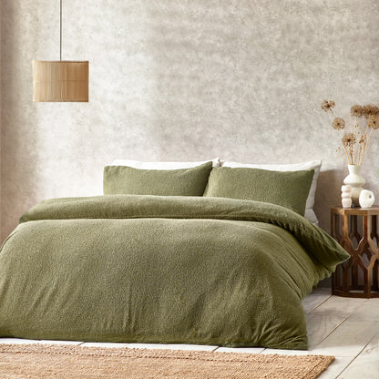 Boucle Duvet Cover Set Olive