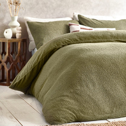 Boucle Duvet Cover Set Olive
