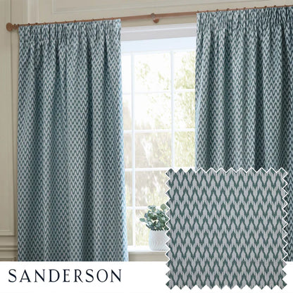 Hutton Jacquard Pencil Pleat Curtains Blue