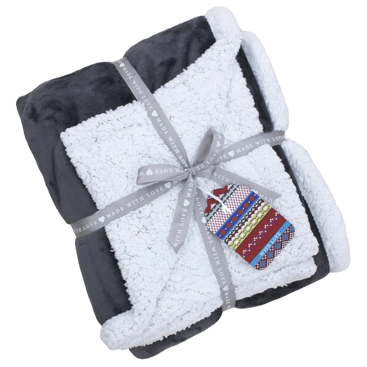 Lux Sherpa Fleece Throw Charcoal