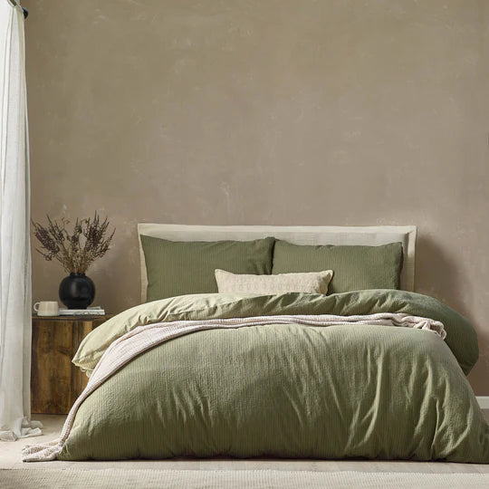 Malton Stripe Duvet Cover Set Forest Green