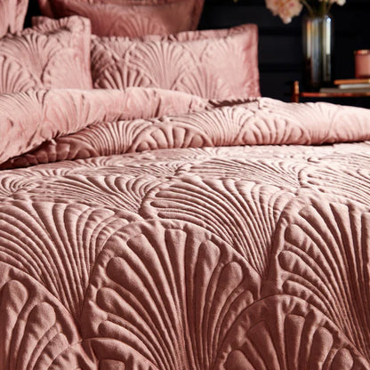 Palmeria Quilted Velvet Duvet Cover Set Blush