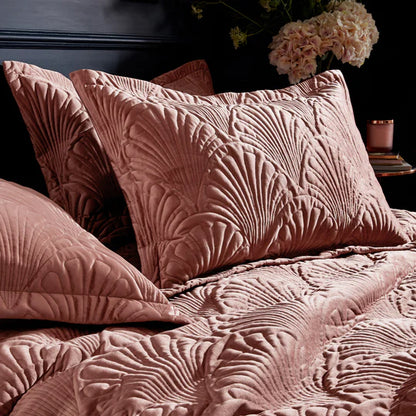 Palmeria Quilted Velvet Duvet Cover Set Blush