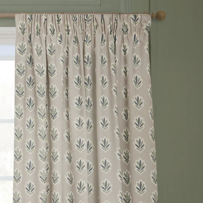 Sessile Leaf Motif Pencil Pleat Curtains Flax