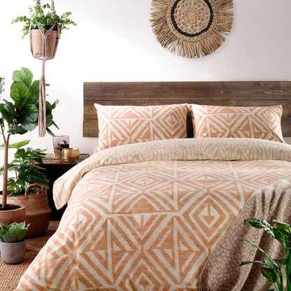 Tanza Geometric Duvet Cover Set Terracotta