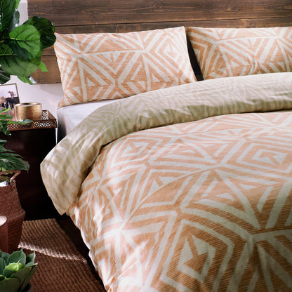 Tanza Geometric Duvet Cover Set Terracotta