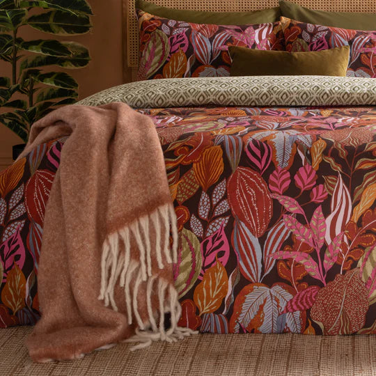 Utopia Printed Reversible Duvet Cover Set Coper Glow