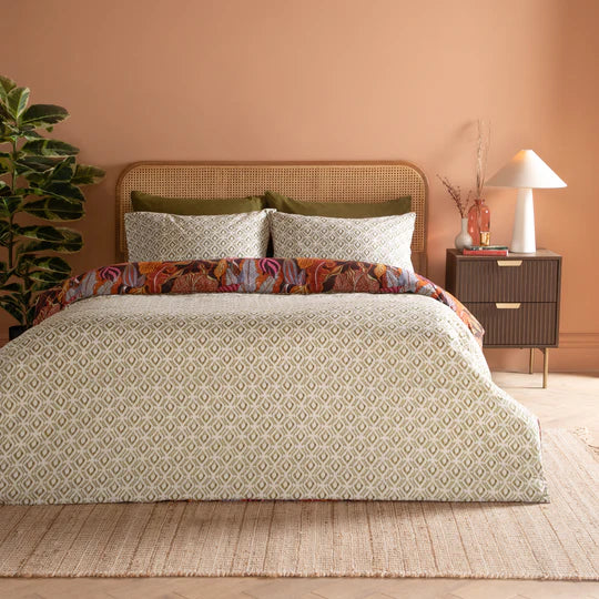 Utopia Printed Reversible Duvet Cover Set Coper Glow