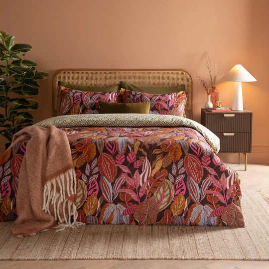 Utopia Printed Reversible Duvet Cover Set Coper Glow